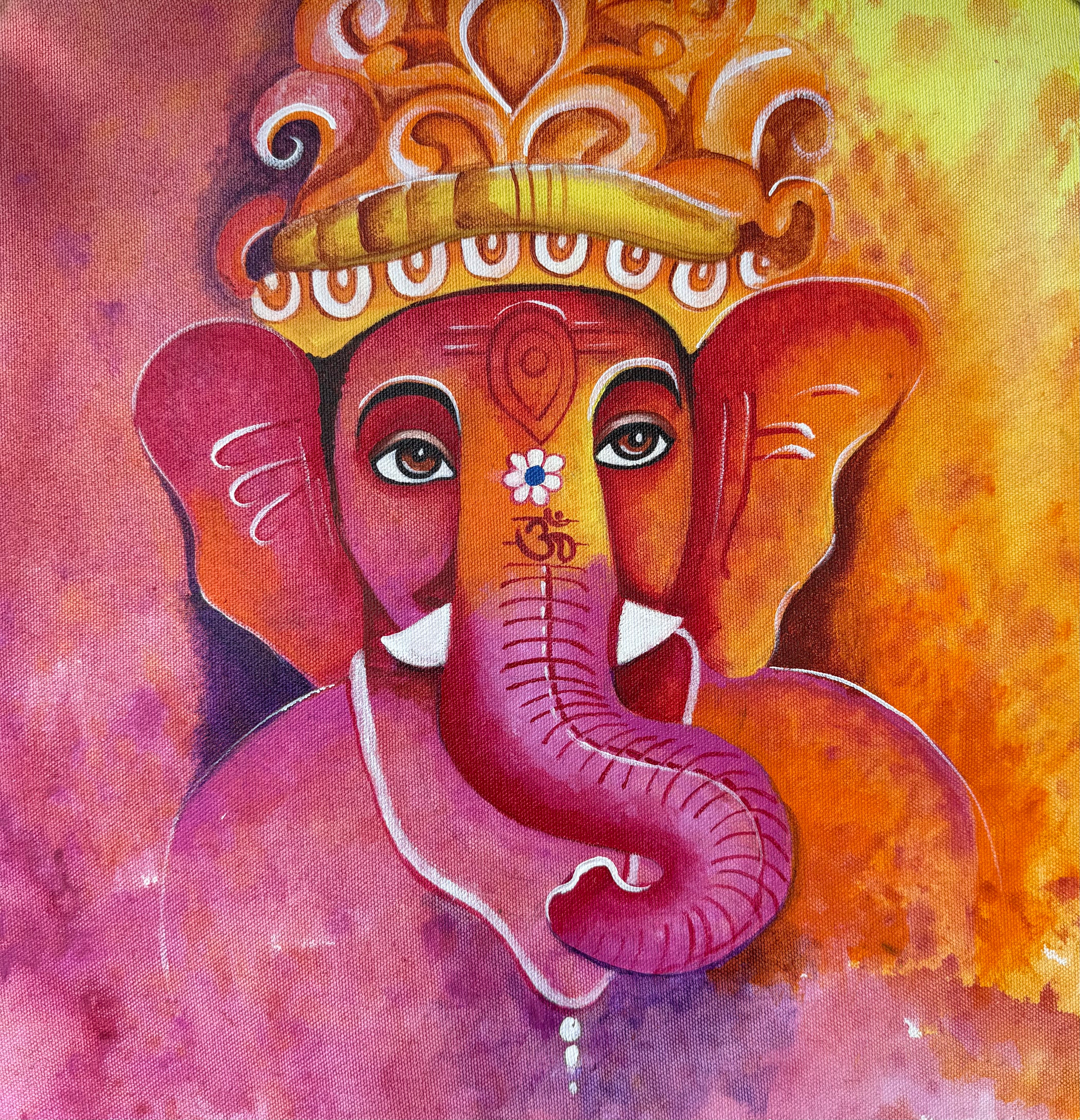 Red Ganesha Acrylic Artwork