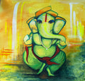 Green Ganesha Acrylic Painting