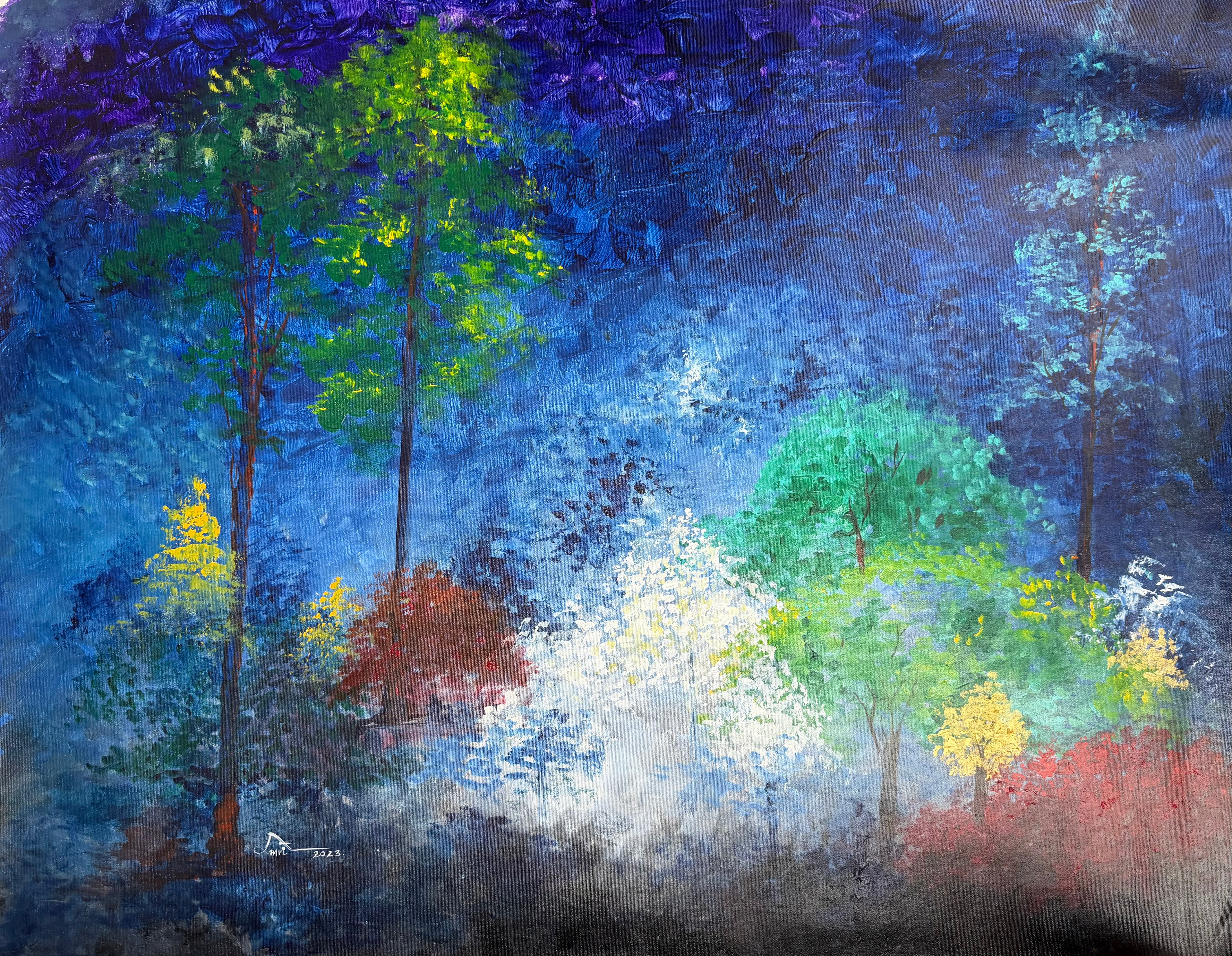 Abstract Island Acrylic Painting