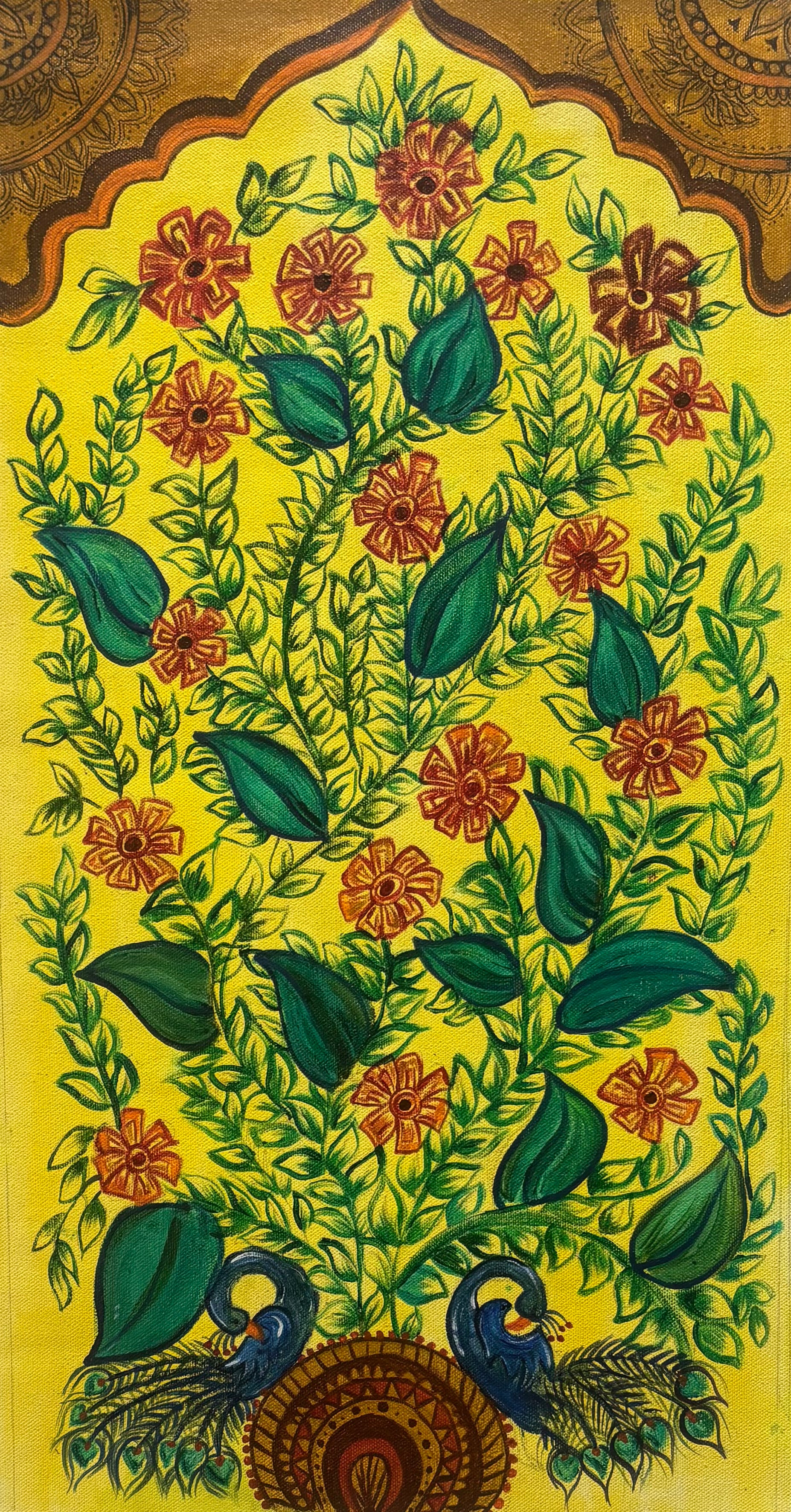 Leaves and Peacocks Painting