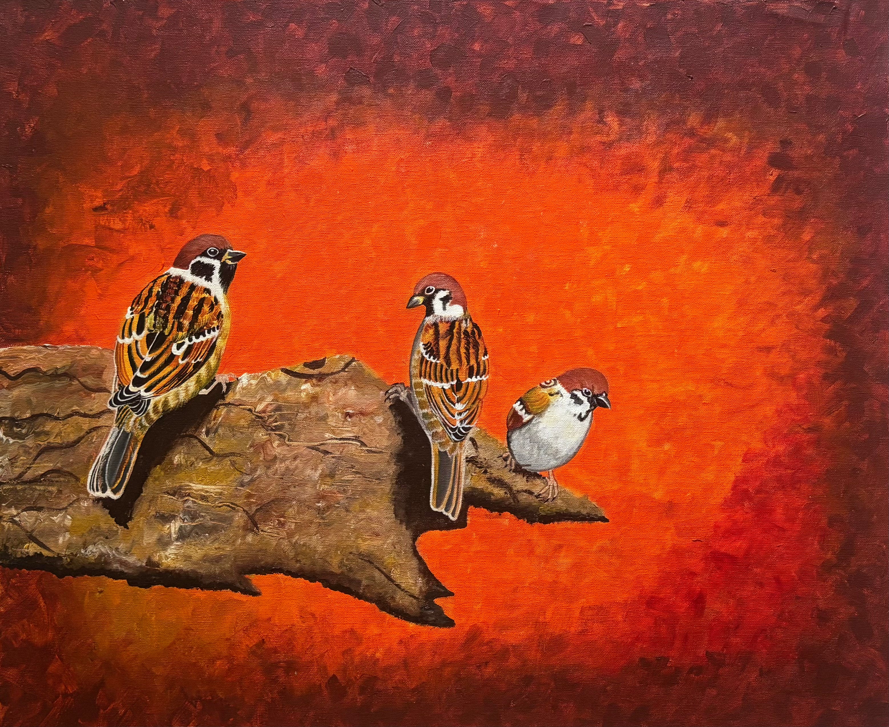 Red Birds Painting