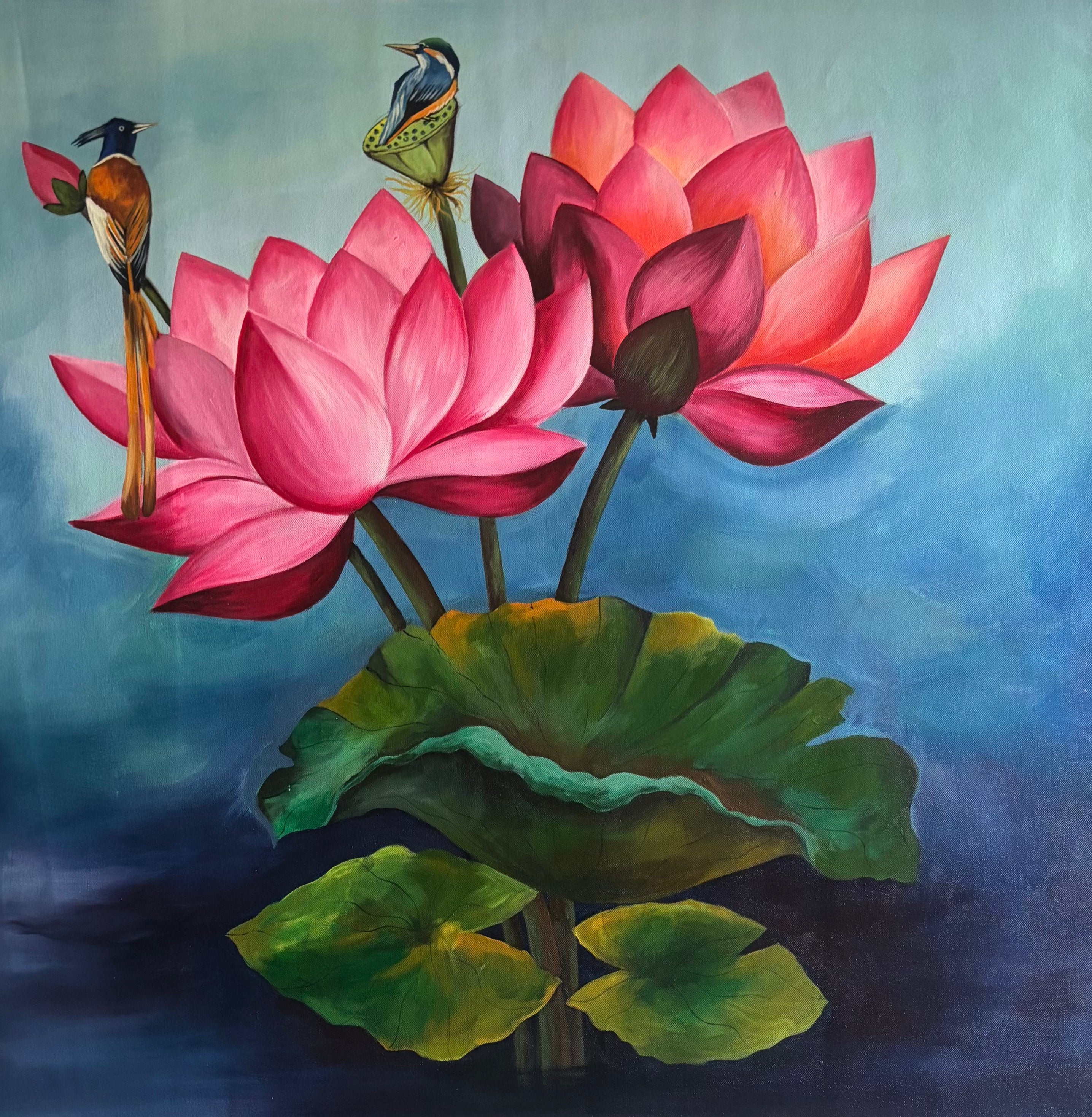 Dark Pink Flower Painting