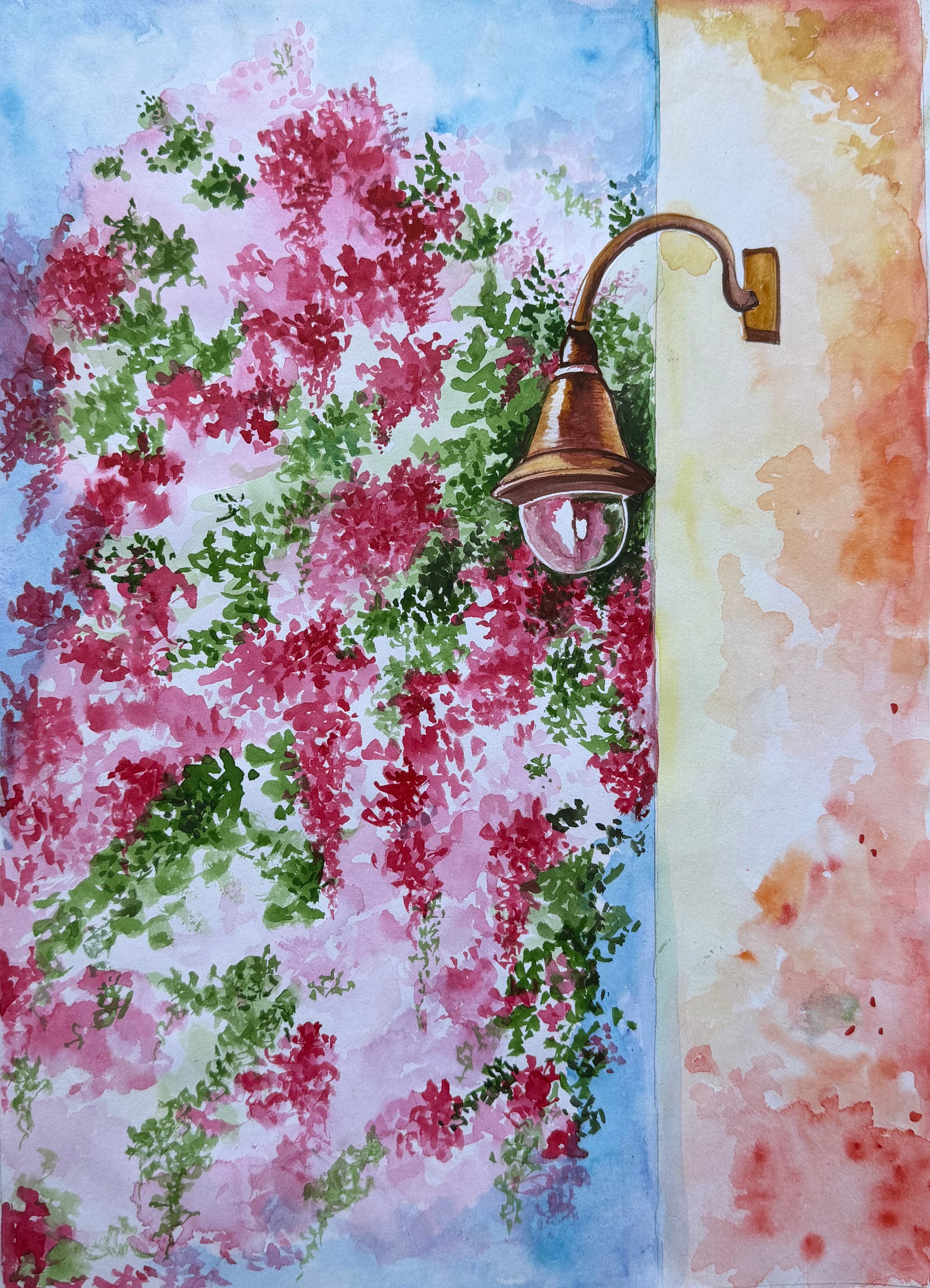 Pink Bushes Painting