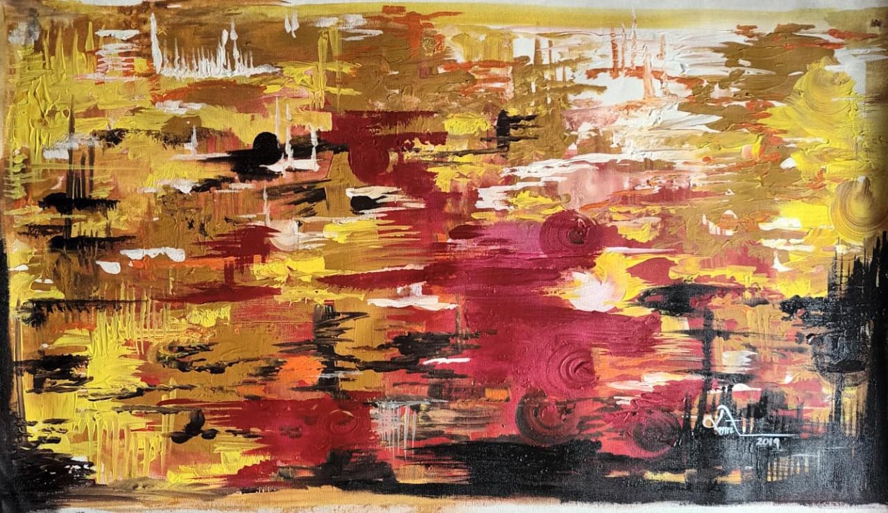 Yellow Red Chaos Painting