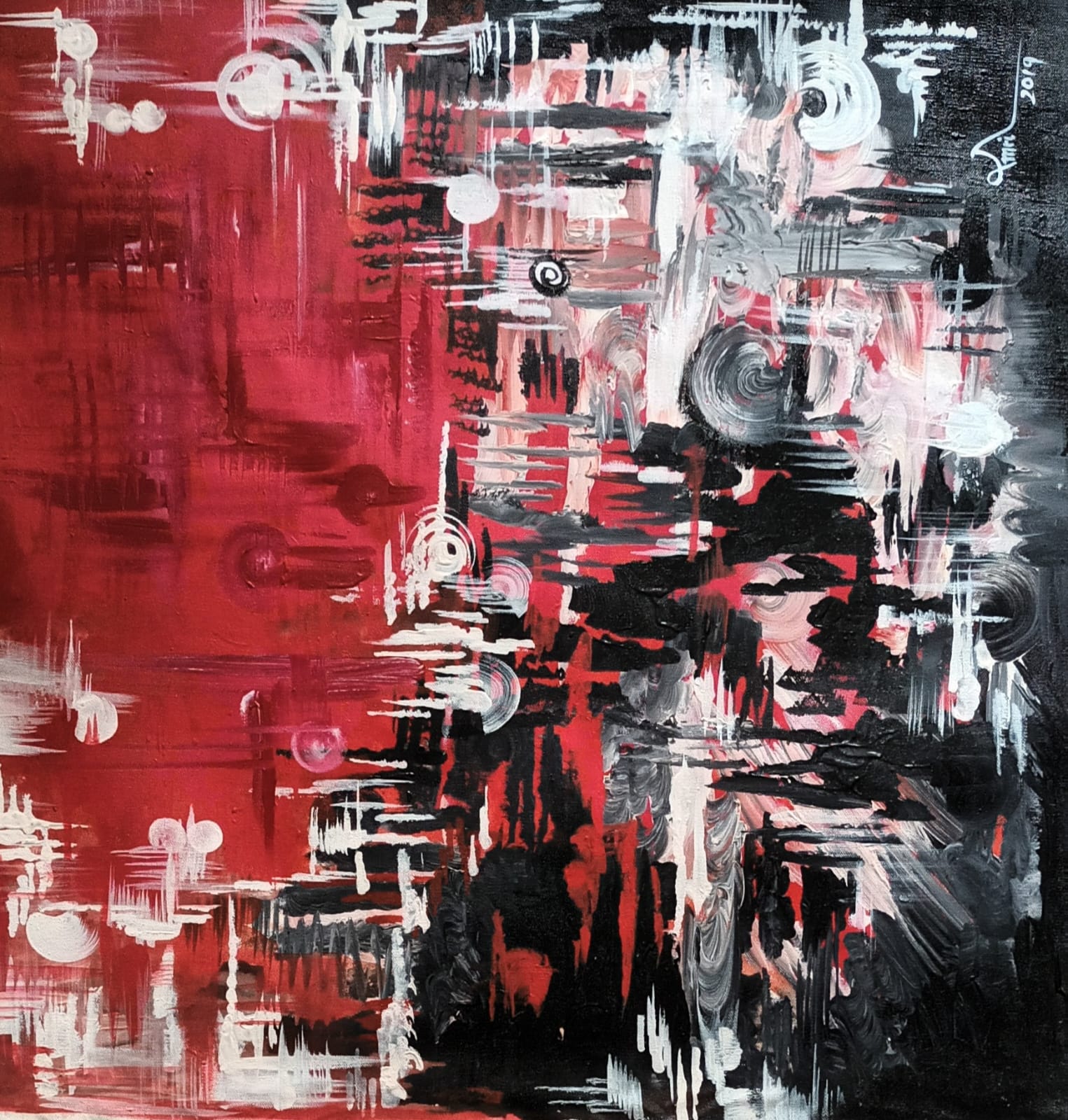 Red & Black Abstract Painting