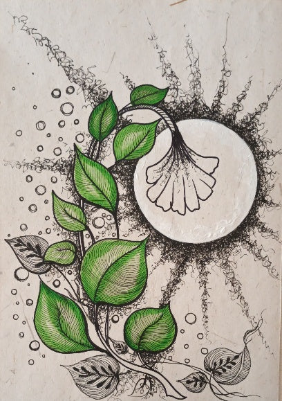 Flower Pen Drawing Artwork (2 Pieces)