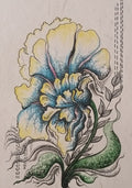 White & Colorful Flowers Pen Drawing Artwork (2 Pieces)