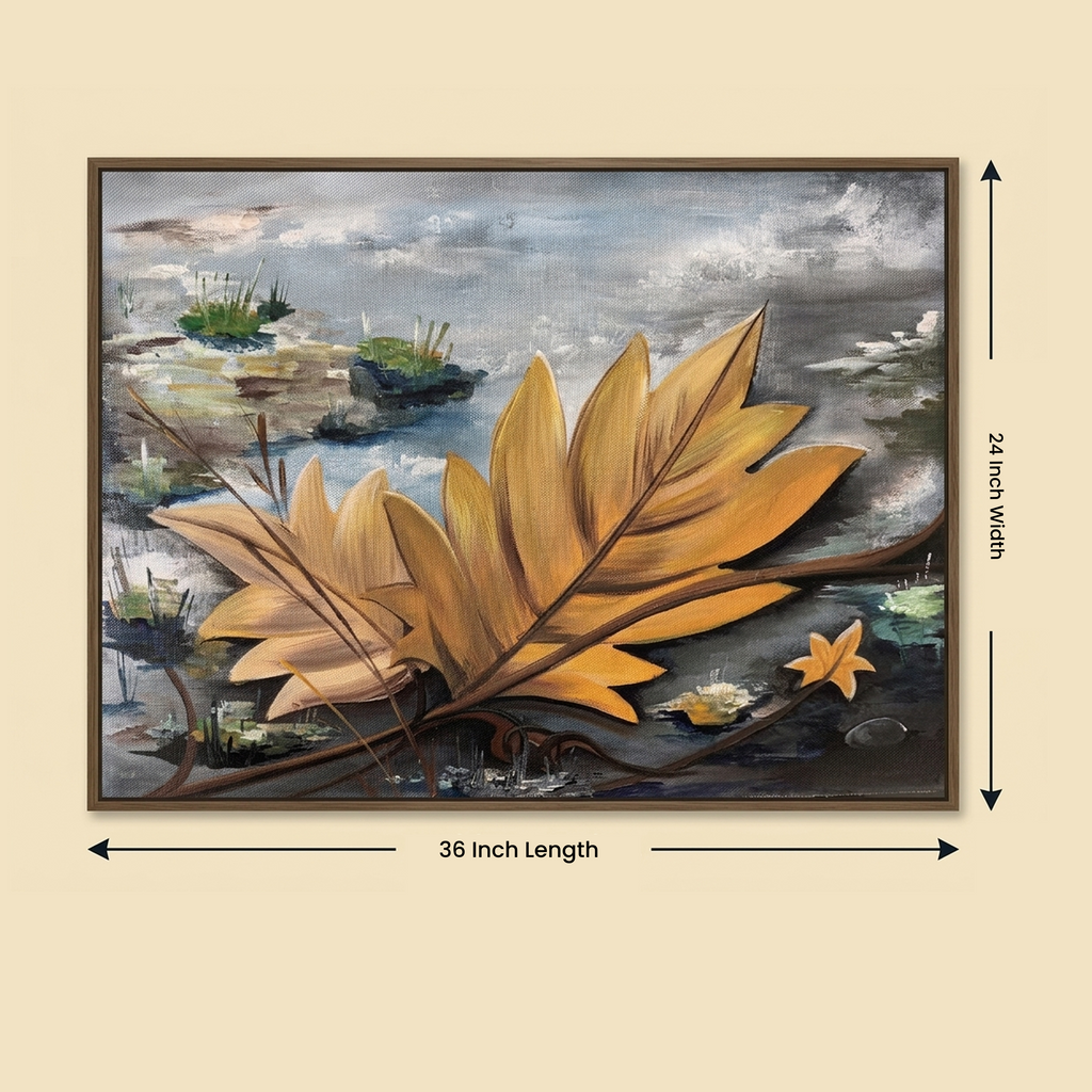 Golden Floating Leaves Painting