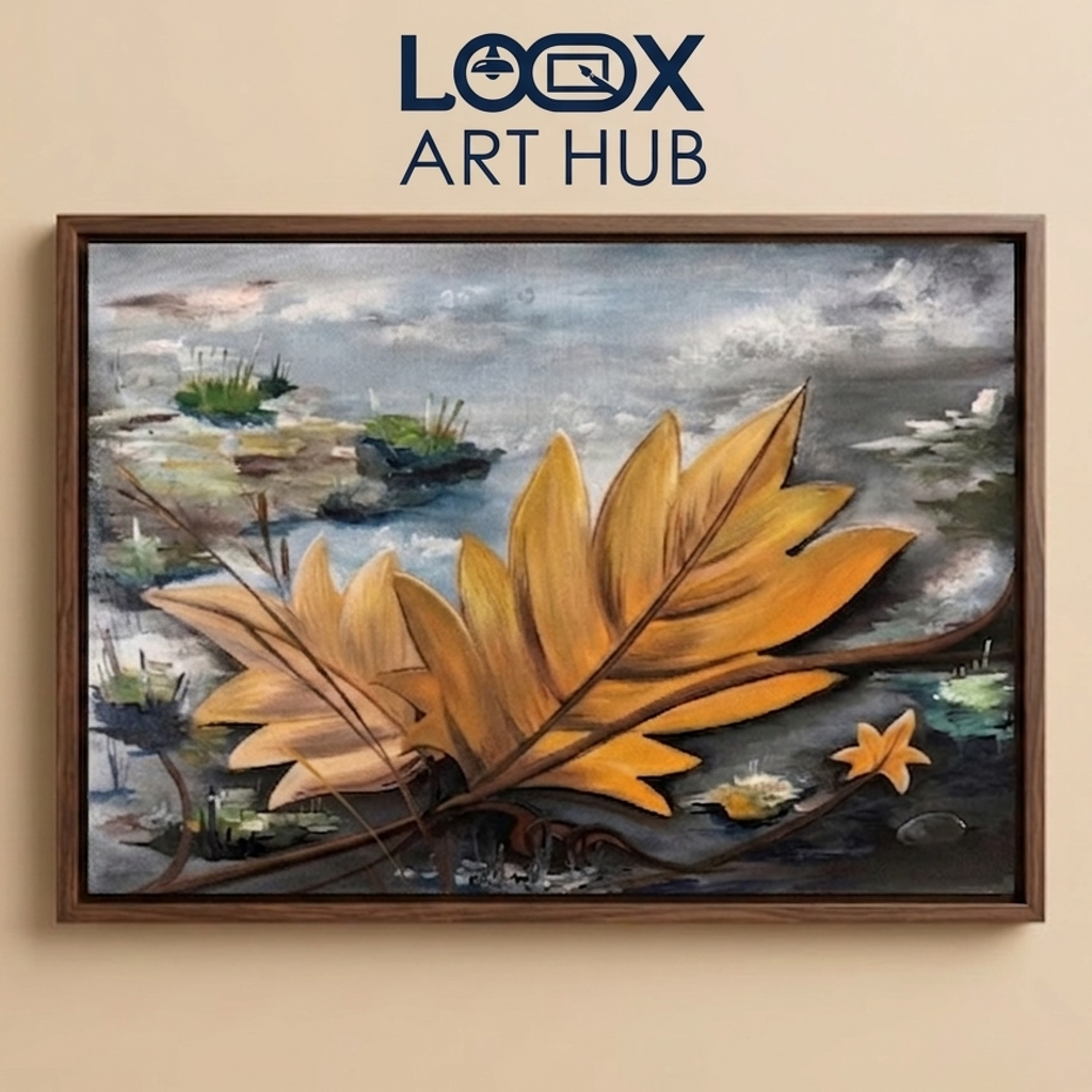 Golden Floating Leaves Painting