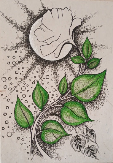 Flower Pen Drawing Artwork (2 Pieces)