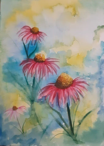 Rising Flowers Watercolor Artwork