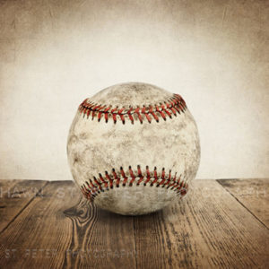 VINTAGE BASEBALL BARNWOOD PRINT