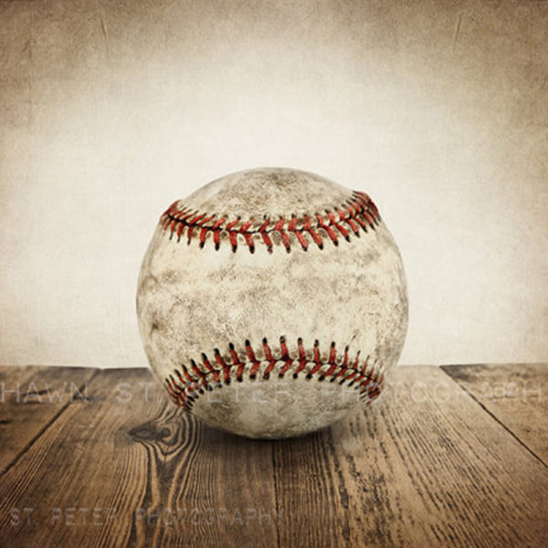 VINTAGE BASEBALL BARNWOOD PRINT